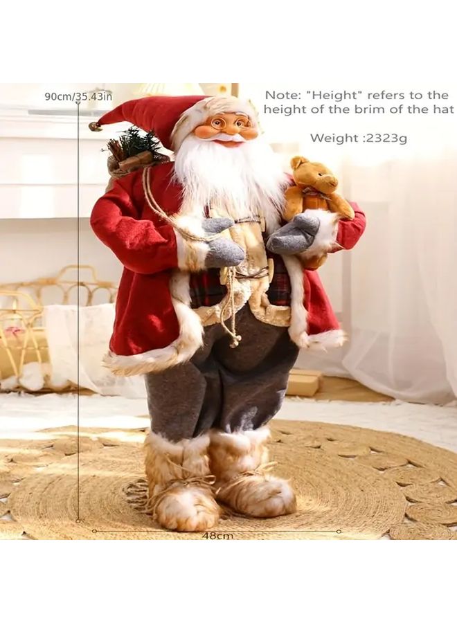 Red A Model 23 62inch Santa Claus Doll Movable Arms Sitting Base Christmas Decor - Image 5